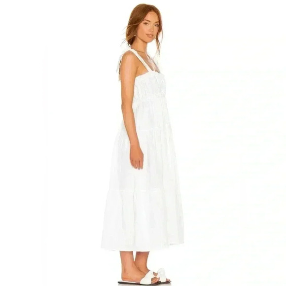 NWT Faithfull the Brand Bellamy Bridal Graduation Linen Midi Dress Plain White - Picture 3 of 5